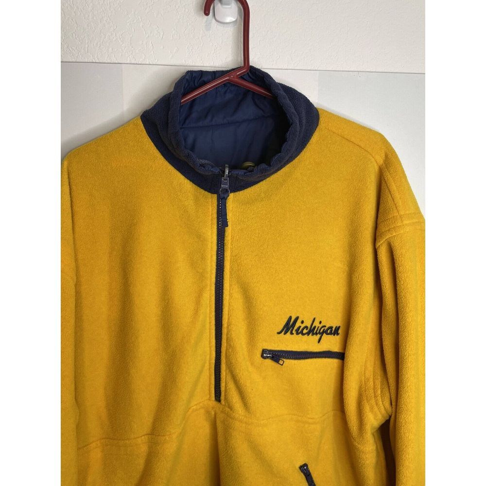 Michigan Wolverines Reversible Anorak Fleece Pullover Jacket Navy Yellow Mens 2X - Picture 6 of 16